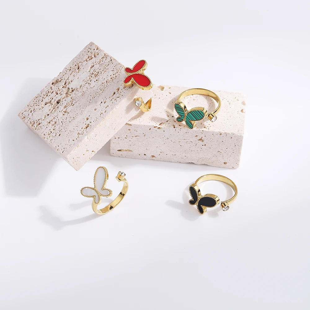 Fashion Shell Butterfly Opening Ring for Women Stainless Steel Gold Plated Butterfly Adjustable Finger Ring Wedding Jewelry Gift
Fashion Shell Butterfly Opening Ring for Women Stainless Steel Gold Plated Butterfly Adjustable Finger Ring Wedding Jewelry Gift