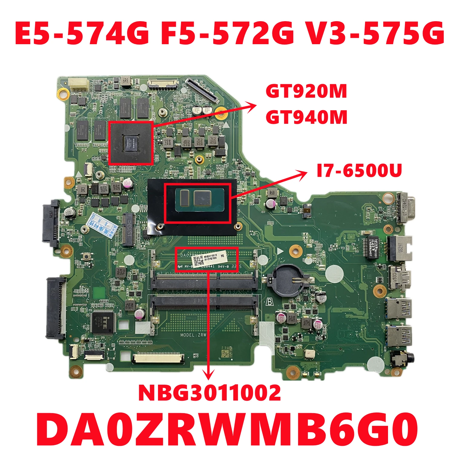 NBG3011002 NB.G3011.002 для Acer ASPIRE E5-574G F5-572G Материнская плата ноутбука DA0ZRWMB6G0 с