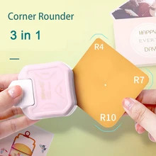 3 In1 Mini Paper Corner Trimmer Corner Rounder Punch R4/R7/R10mm DIY Paper Photo Envelope Cutter Card Scrapbooking Punch Making