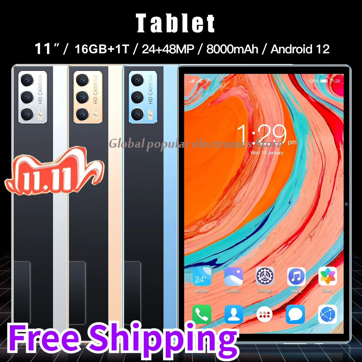 New Original 11 Inch Tablet Pc Deca Core Android 12 Google Play 16GB +1T Dual SIM Phone Call Tablets 4G/5G WiFi Bluetooth
New Original 11 Inch Tablet Pc Deca Core Android 12 Google Play 16GB +1T Dual SIM Phone Call Tablets 4G/5G WiFi Bluetooth