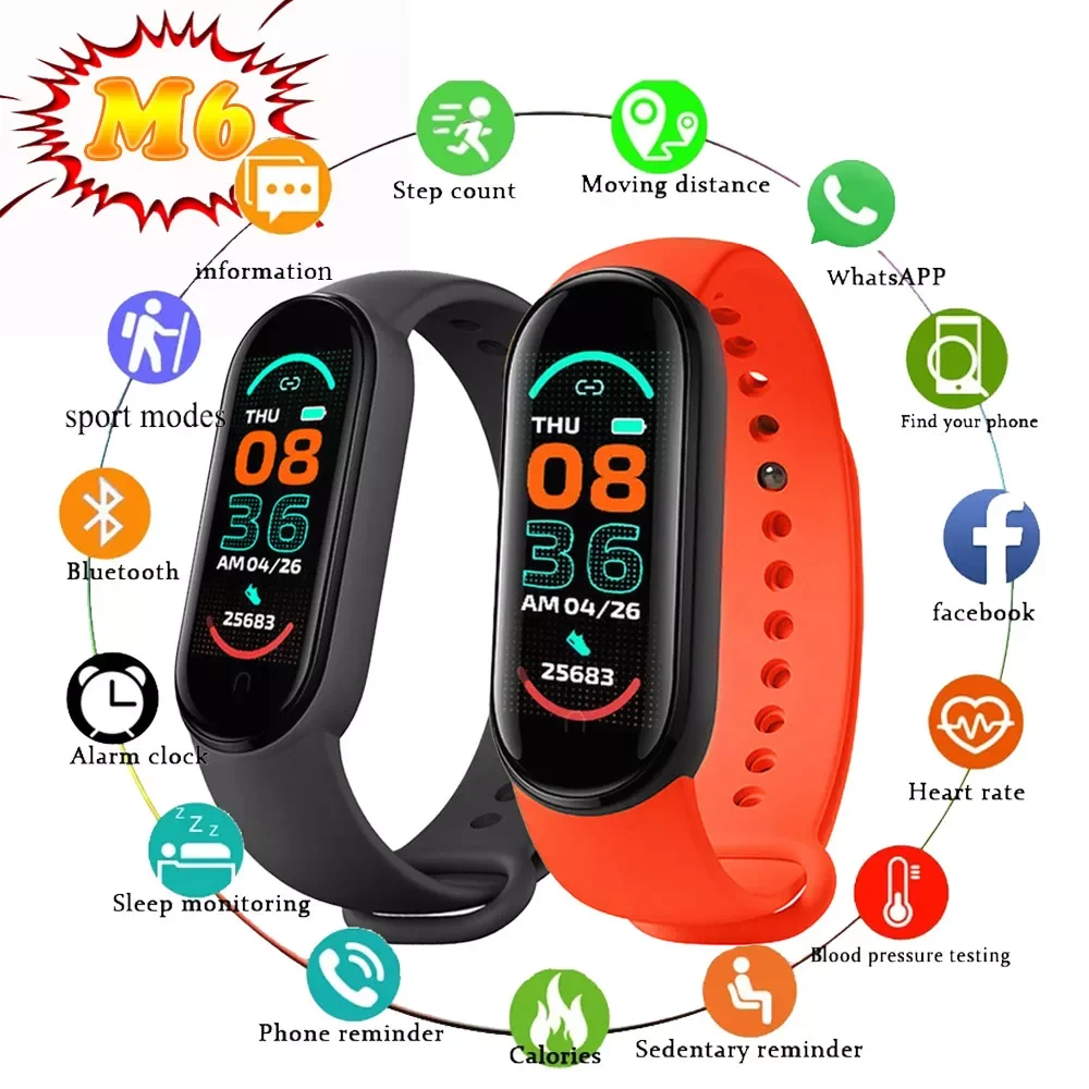 Smart Bracelet Watch M Band 6 Smart Watch for Men Women Smartband Fitness Traker Bluetooth Sport Waterproof M6 reloj inteligente
Smart Bracelet Watch M Band 6 Smart Watch for Men Women Smartband Fitness Traker Bluetooth Sport Waterproof M6 reloj inteligente