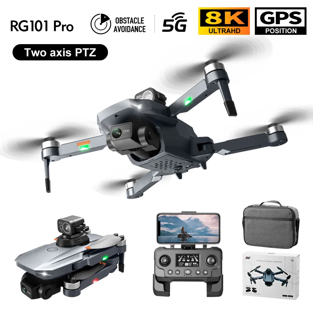 New RG101 Pro Drone 4K Professional Camera 5G WIFI 2-axis Gimbal 360 Obstacle Avoidance Brushless GPS Foldable RC Quadcopter Toy
New RG101 Pro Drone 4K Professional Camera 5G WIFI 2-axis Gimbal 360 Obstacle Avoidance Brushless GPS Foldable RC Quadcopter Toy