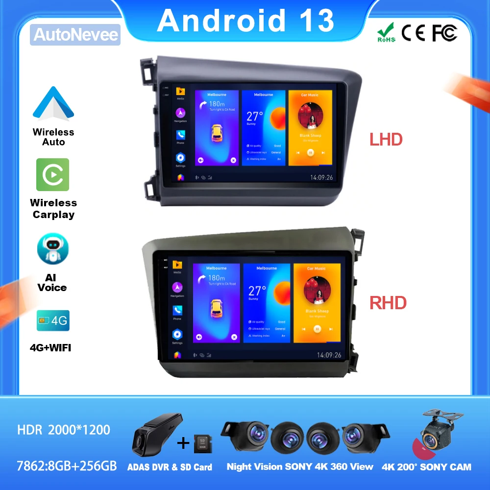 Android For Honda Civic 2012-2015 For left hand drive For right hand drive Car Auto Carplay Radio Head Unit BT 4G WiFi Head Unit
Android For Honda Civic 2012-2015 For left hand drive For right hand drive Car Auto Carplay Radio Head Unit BT 4G WiFi Head Unit