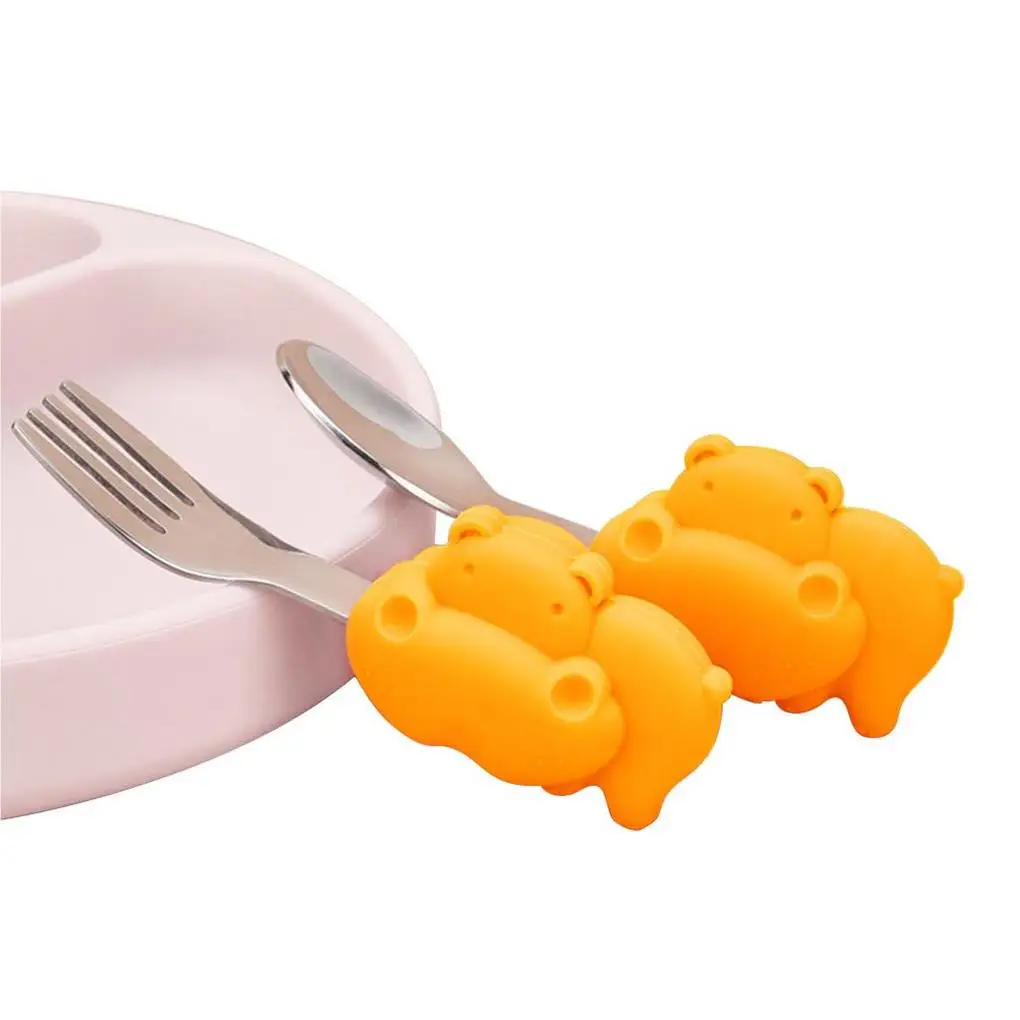 2Pcs/Set Silicone Baby Spoon Fork Cute Cartoon Animal Self Feeding Dishes Tableware Washable for Boys Girls Orange
2Pcs/Set Silicone Baby Spoon Fork Cute Cartoon Animal Self Feeding Dishes Tableware Washable for Boys Girls Orange
