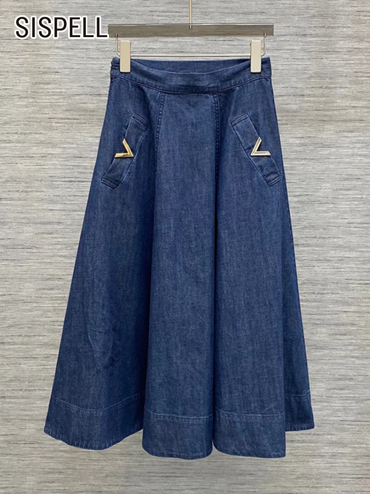 SISPELL casual denim skirt for women high waist a line solid a line loose patchwork pockets summer skirts female fashion new
SISPELL casual denim skirt for women high waist a line solid a line loose patchwork pockets summer skirts female fashion new