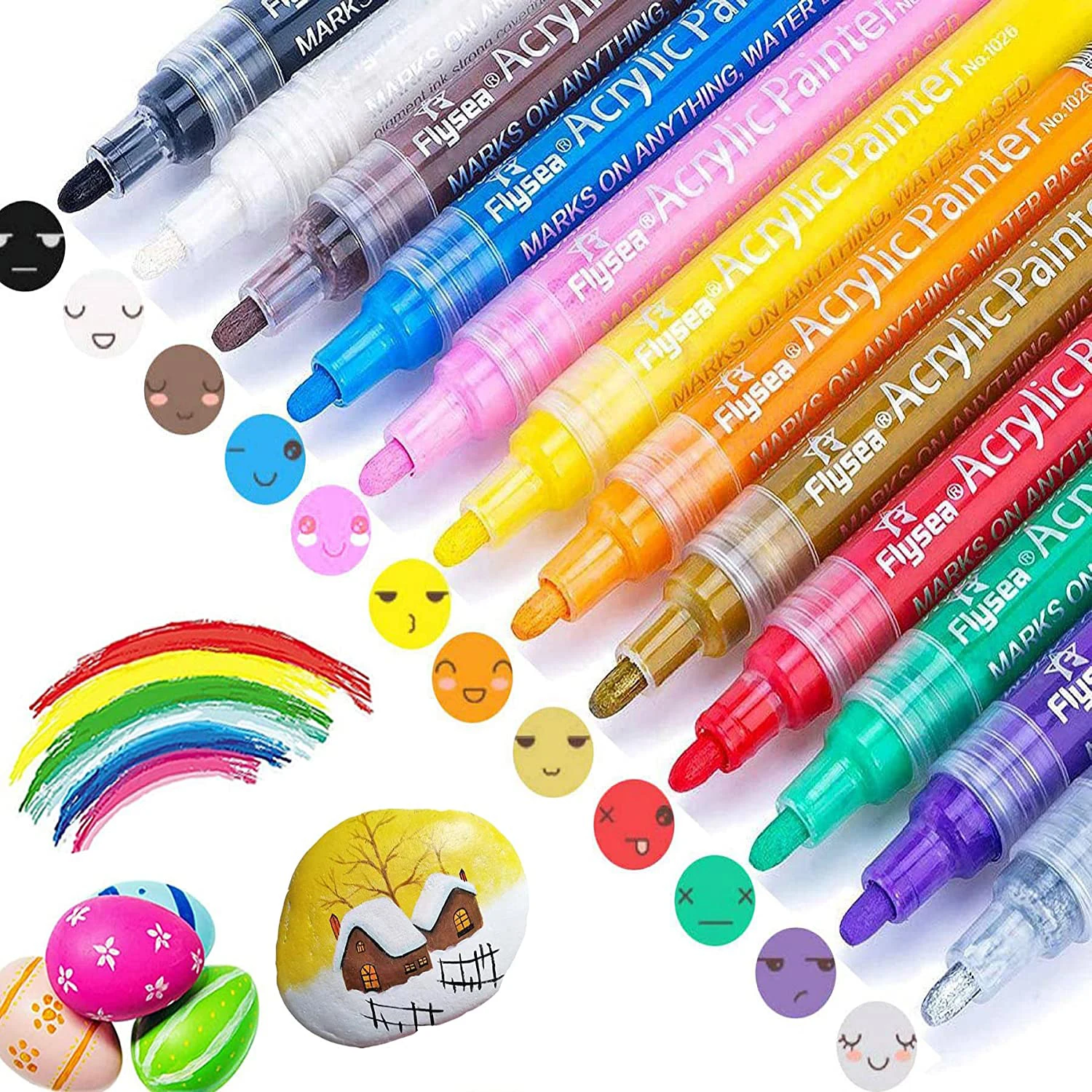 12 Colors Acrylic Paint Pens 0.7mm/3.0mm Nib Acrylic Art Marker Paint Pens for Rocks Painting, Stone, Ceramic, Glass, Wood
12 Colors Acrylic Paint Pens 0.7mm/3.0mm Nib Acrylic Art Marker Paint Pens for Rocks Painting, Stone, Ceramic, Glass, Wood
