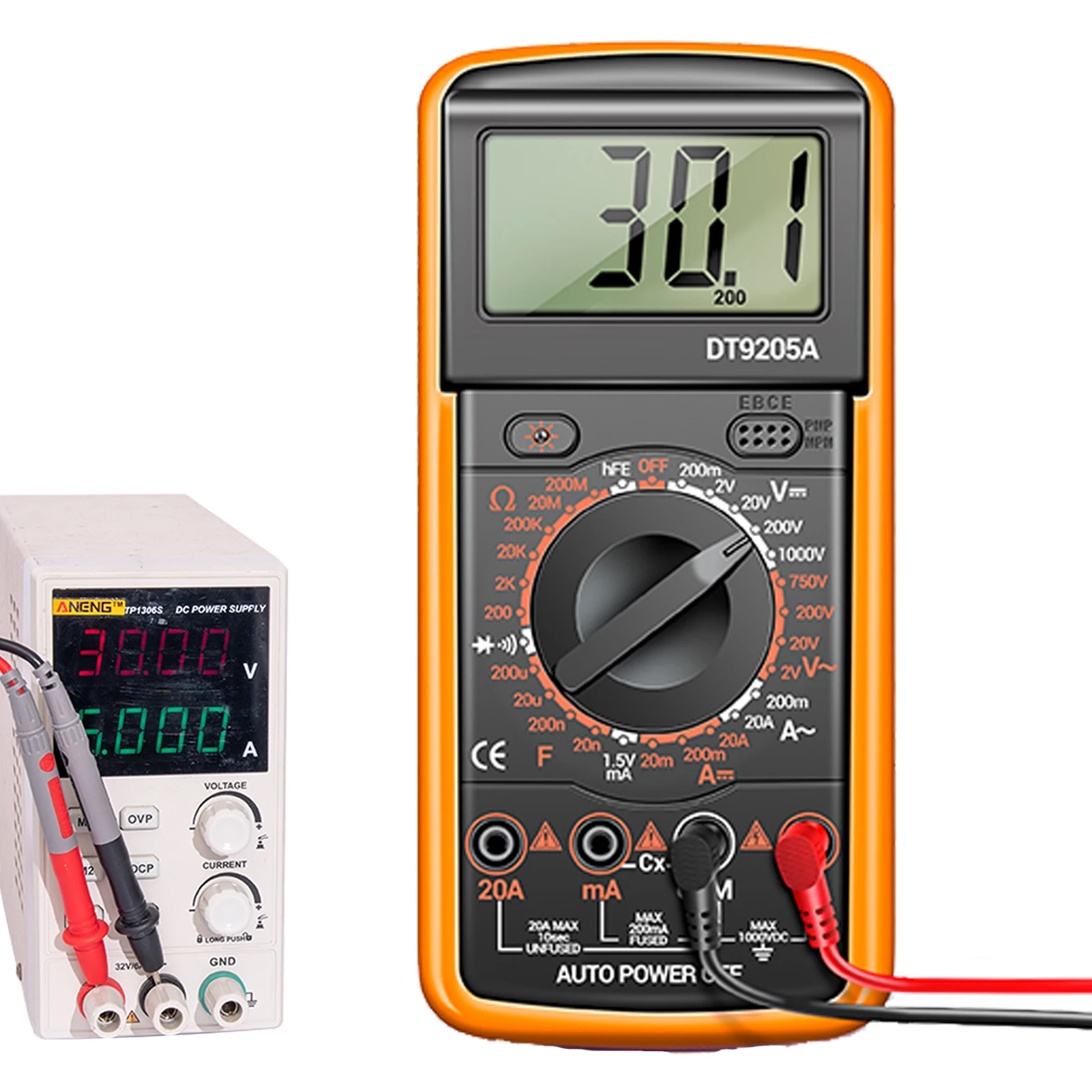 Digital Multimeter Universal Meter DT9205A Multimeter High Accuracy Universal Meter with Extendable Support Frame Shockproof
Digital Multimeter Universal Meter DT9205A Multimeter High Accuracy Universal Meter with Extendable Support Frame Shockproof