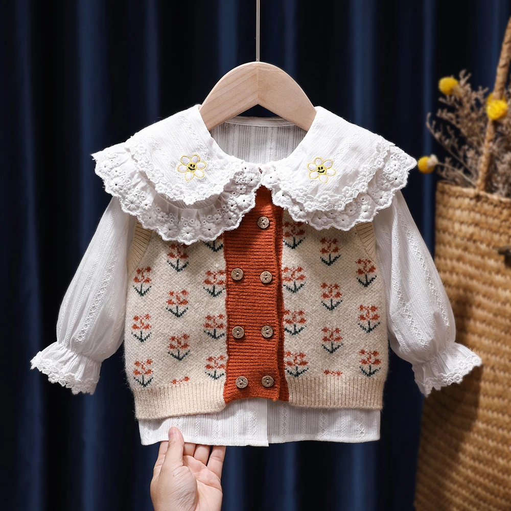 Girls Spring Autumn 2 Pcs Suit Vest and T Shirt 2022 New Children's Shirt Knitted Vest Middle Small Children's Clothing Cute Top
Girls Spring Autumn 2 Pcs Suit Vest and T Shirt 2022 New Children's Shirt Knitted Vest Middle Small Children's Clothing Cute Top