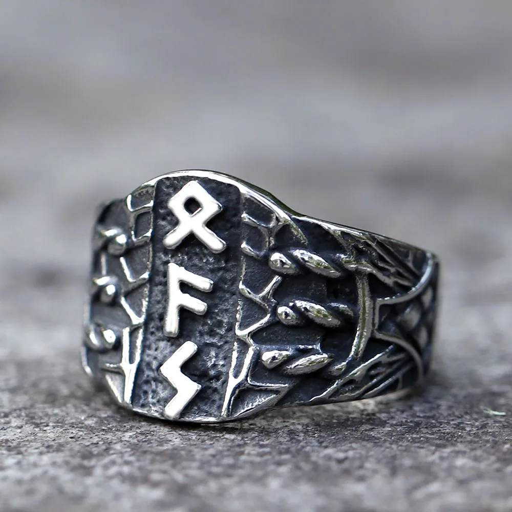 

2023 NEW Men's 316L stainless-steel rings Vintage Viking Amulet RING RUNE for teens punk fashion Jewelry free shipping