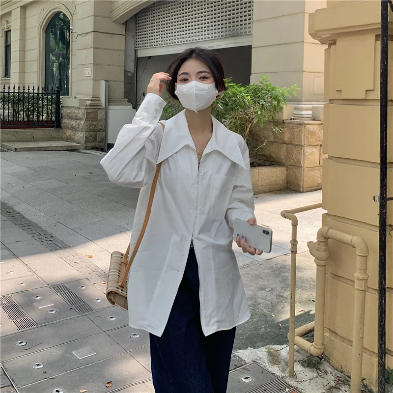 Spring Double Zipper Shirt Women Long Sleeve Chic Blouses 2022 New Korean Style Solid Color Lapel Casual Blusas Mujer Elegant
Spring Double Zipper Shirt Women Long Sleeve Chic Blouses 2022 New Korean Style Solid Color Lapel Casual Blusas Mujer Elegant