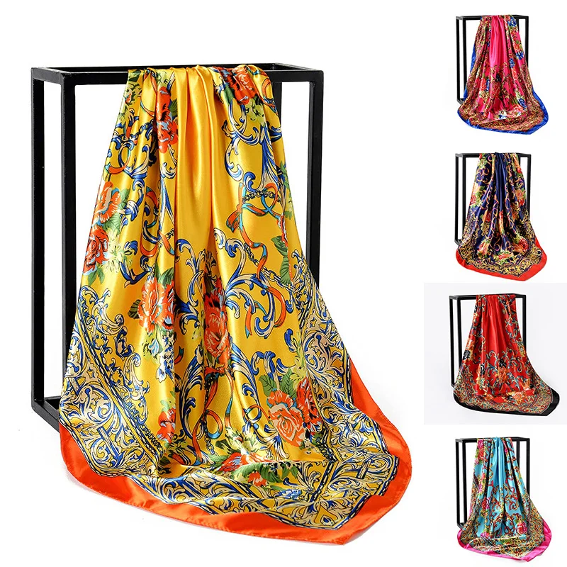 90cm Rose Flower Square Scarf Soft Satin Silk Sunscreen Shawls DIY Neck Head Scarf Outdoor Beach Hijab Bandanna 2022 Fashion
90cm Rose Flower Square Scarf Soft Satin Silk Sunscreen Shawls DIY Neck Head Scarf Outdoor Beach Hijab Bandanna 2022 Fashion