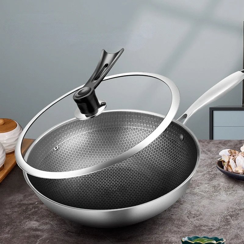 Non-stick Thick Honeycomb Handmade Uncoated Stainless Steel Wok Non-stick 304 Stainless Steel Gas/induction Cooker Pan
Non-stick Thick Honeycomb Handmade Uncoated Stainless Steel Wok Non-stick 304 Stainless Steel Gas/induction Cooker Pan