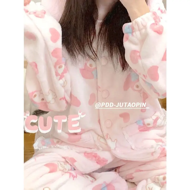 New Kawaii Cute Sanrio Mymelody Coral Velvet Pajamas Home Clothes Thickening Keep Warm Ins Girl Christmas Gift For Girlfriend
New Kawaii Cute Sanrio Mymelody Coral Velvet Pajamas Home Clothes Thickening Keep Warm Ins Girl Christmas Gift For Girlfriend