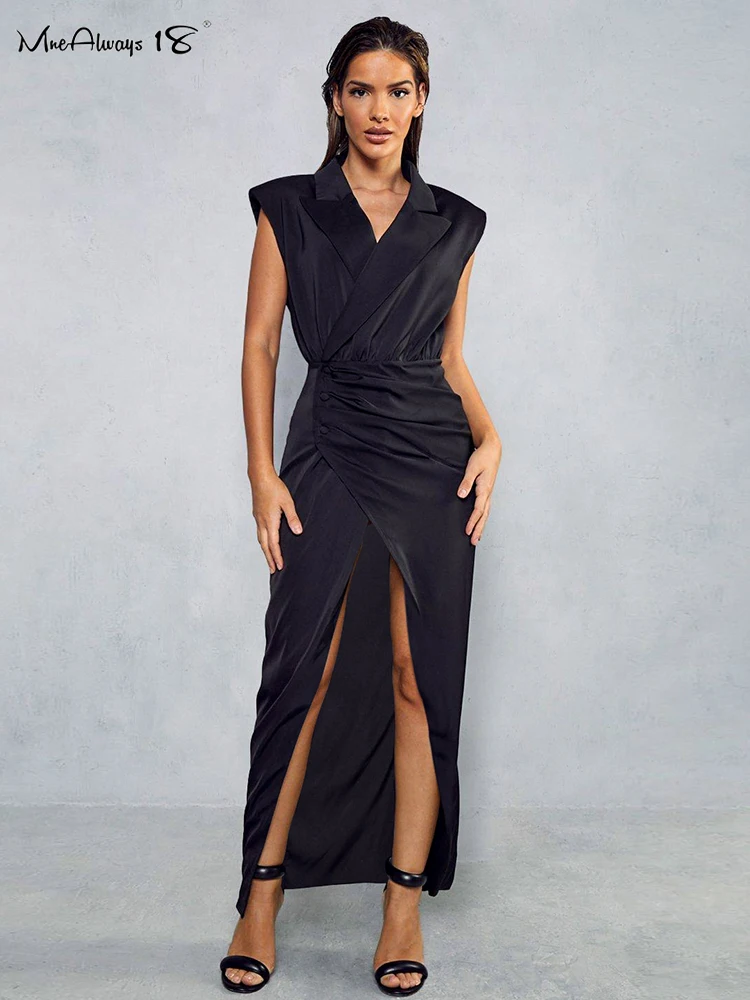 Элегантное женское черное платье Mnealways18 с разрезом, платье с рюшами, английским воротником и пуговицами, офисное женское длинное летнее пла... 
Элегантное женское черное платье Mnealways18 с разрезом, платье с рюшами, английским воротником и пуговицами, офисное женское длинное летнее пла...