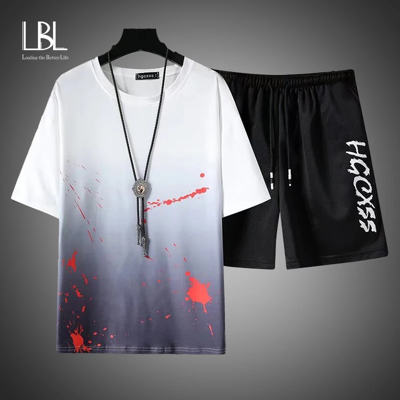 2023 Summer Men's Sets Korean Fashion Tracksuit Streetwear Casual Print Men Outfit Set T Shirts Shorts 2 Piece Sets Male Clothes
2023 Summer Men's Sets Korean Fashion Tracksuit Streetwear Casual Print Men Outfit Set T Shirts Shorts 2 Piece Sets Male Clothes