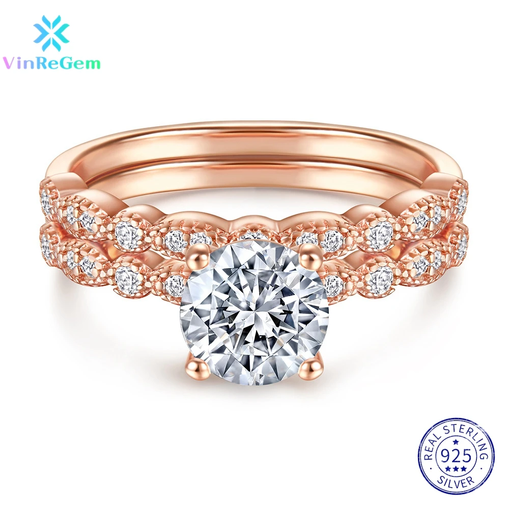 Vinregem Solid 925 Sterling Silver 3EX Round 7MM Simulated Moissanite White/Yellow/Rose Rings Sets Wedding Jewelry Drop Shipping
Vinregem Solid 925 Sterling Silver 3EX Round 7MM Simulated Moissanite White/Yellow/Rose Rings Sets Wedding Jewelry Drop Shipping