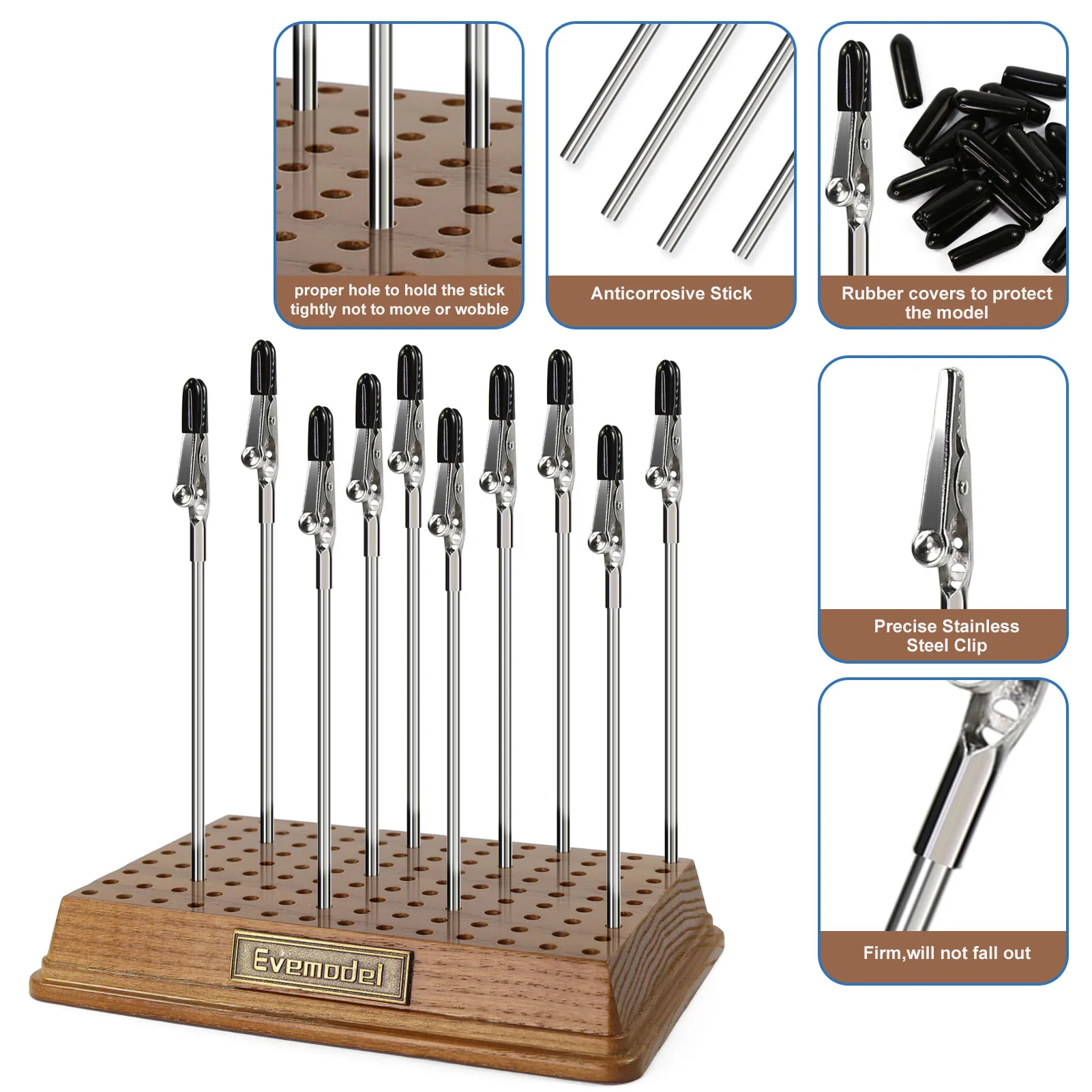 Evemodel Mode Painting Wood Base and 10pcs Metal Alligator Clips With Rubber Cover Set Modeling Tools Great Gift GJJC17
Evemodel Mode Painting Wood Base and 10pcs Metal Alligator Clips With Rubber Cover Set Modeling Tools Great Gift GJJC17