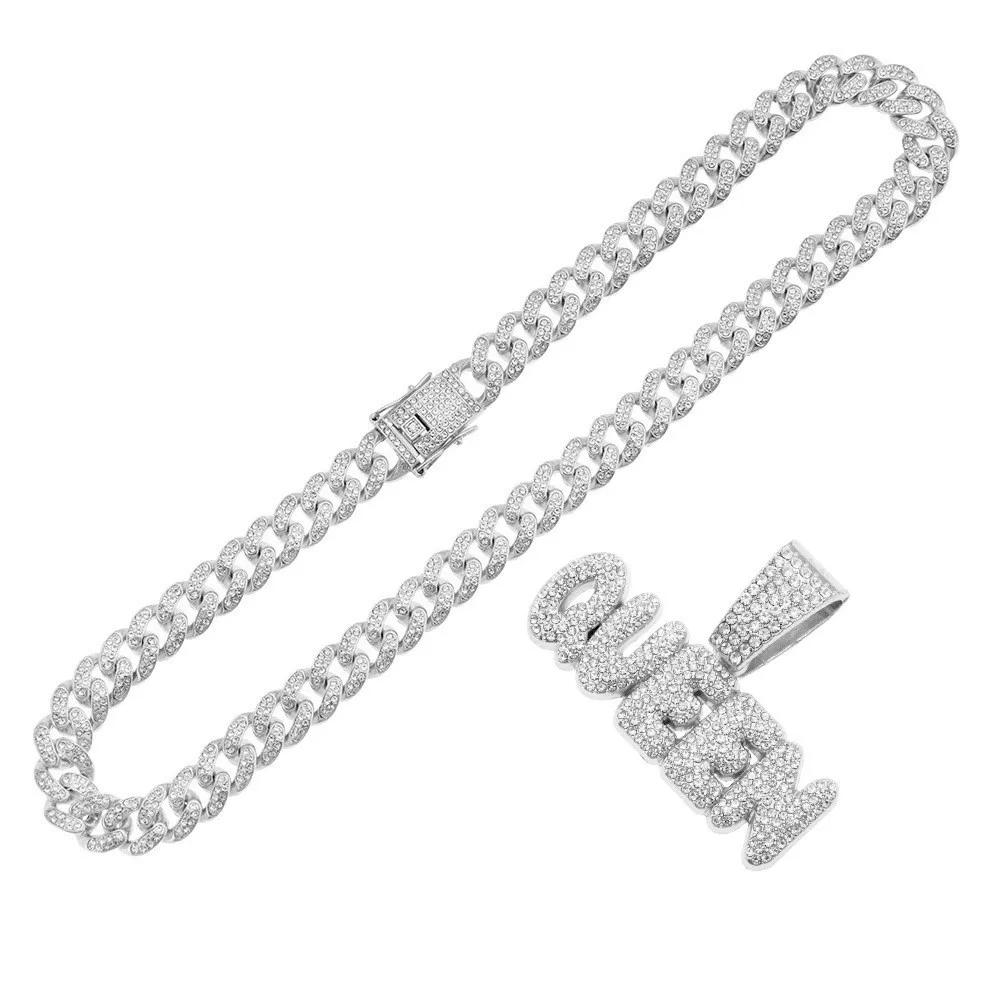 Cool Stitching Bling Full of Diamond Letter Pendant Cuban Chain Necklace Miami Men's Hip-hop Rap Personality Choker Jewelry
Cool Stitching Bling Full of Diamond Letter Pendant Cuban Chain Necklace Miami Men's Hip-hop Rap Personality Choker Jewelry