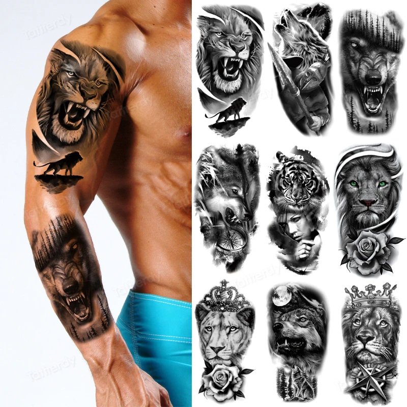10pcs/pack water transfer tattoo temporary arm sleeve waterproof sexy animal lion king tiger wolf forest fake tattoo sticker set
10pcs/pack water transfer tattoo temporary arm sleeve waterproof sexy animal lion king tiger wolf forest fake tattoo sticker set
