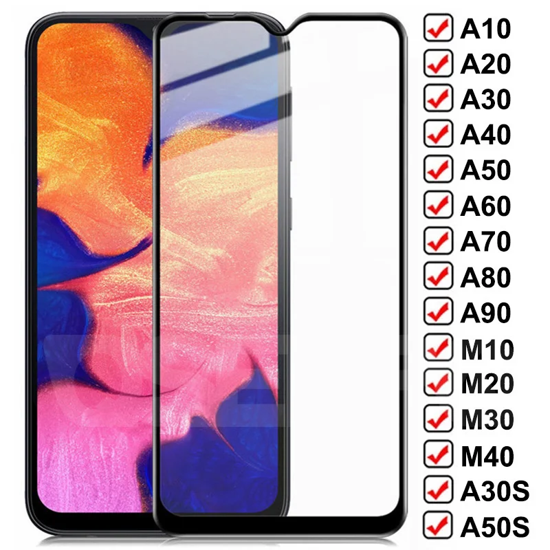 

Закаленное стекло 9D для Samsung Galaxy A10 A20 A30 A40 A50 A60 A70, Защитное стекло для Samsung A80 A90 M10 M20 M30 M40, пленка для экрана