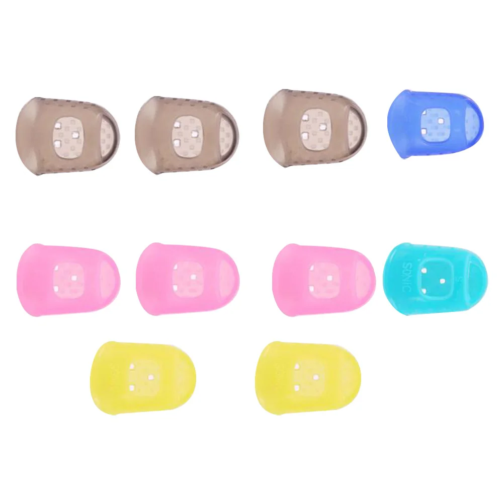 

10PCS Guitar Fingertip Protectors Silicone Finger Guards for Ukulele Beginner - Size M (Random Color)