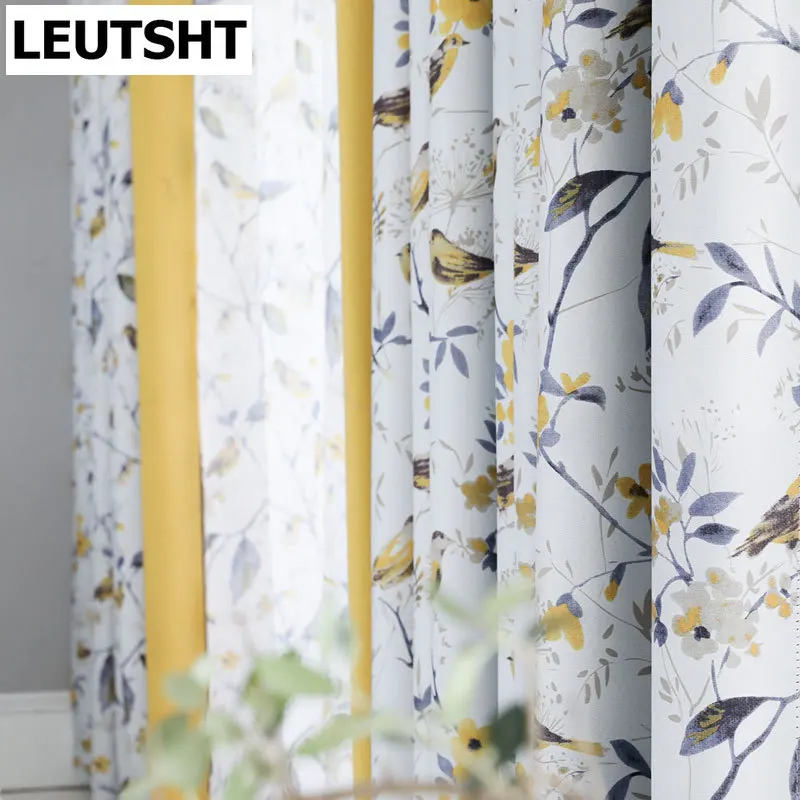 American Pastoral Country Flower and Bird Stitching Printed Curtains Modern Simple Living Room Bedroom Blackout Curtains Custom
American Pastoral Country Flower and Bird Stitching Printed Curtains Modern Simple Living Room Bedroom Blackout Curtains Custom