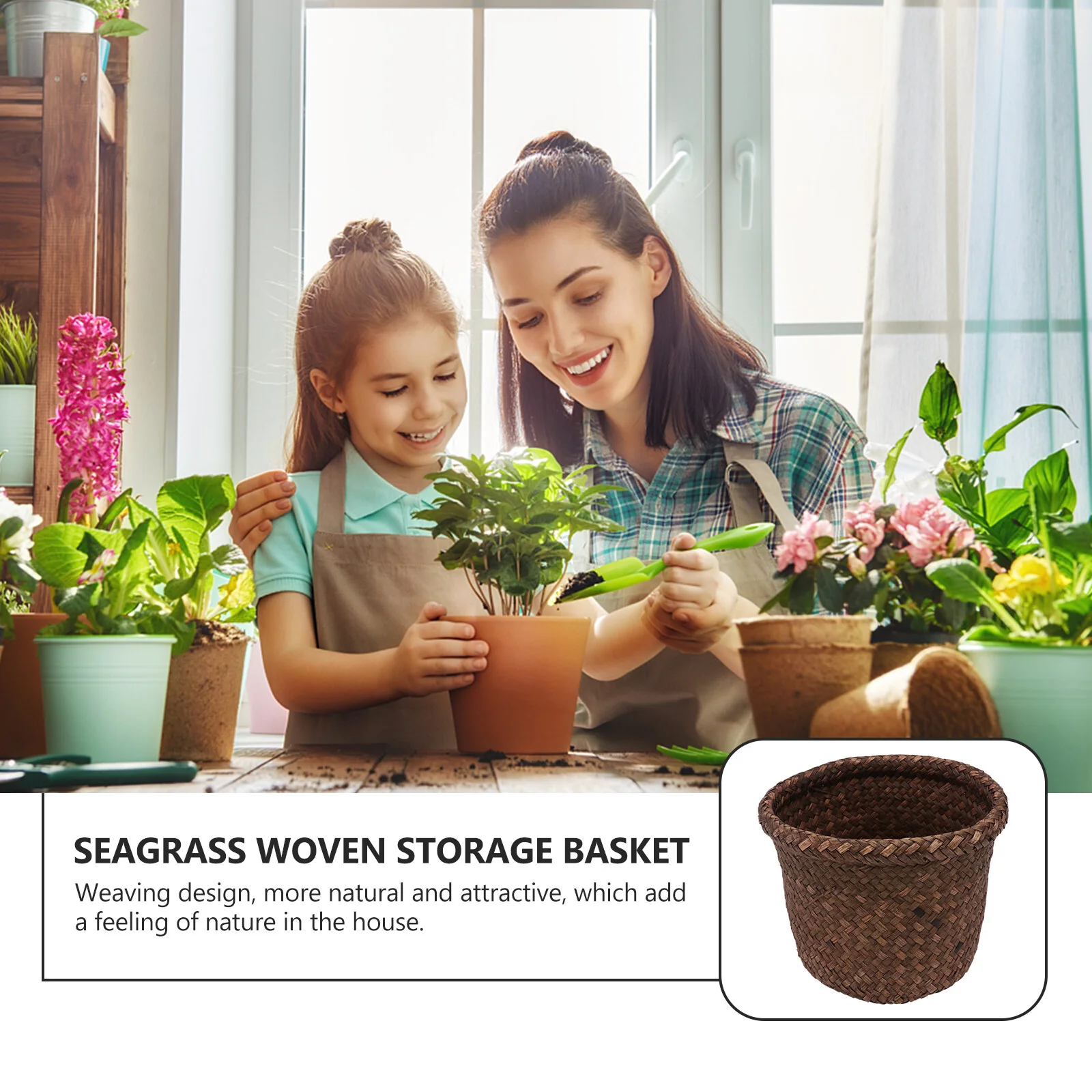 Rattan Round Waste Basket Woven Trash Can Waste Paper Basket Hamper Seaweed Storage Bin Flower Planter Pot for Home Office
Rattan Round Waste Basket Woven Trash Can Waste Paper Basket Hamper Seaweed Storage Bin Flower Planter Pot for Home Office