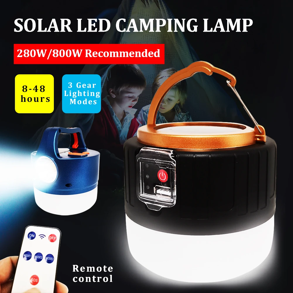 280W/800W Solar LED Camping Lamp USB Rechargeable Flashlight Tent Lamp Lanterns Emergency Light For Outdoor Camping Hiking
280W/800W Solar LED Camping Lamp USB Rechargeable Flashlight Tent Lamp Lanterns Emergency Light For Outdoor Camping Hiking