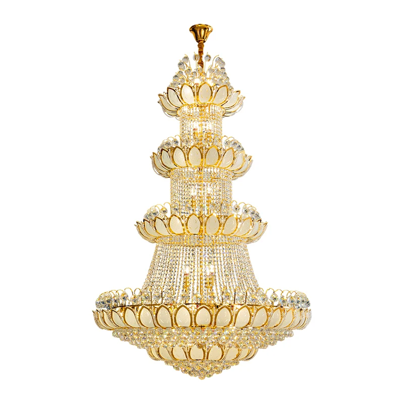 Gold Crystal Chandelier for Hotel Engineering Drawing Room Light Buddha Hall Temple Round Lotus Villa Duplex Building Lamp Big
Gold Crystal Chandelier for Hotel Engineering Drawing Room Light Buddha Hall Temple Round Lotus Villa Duplex Building Lamp Big