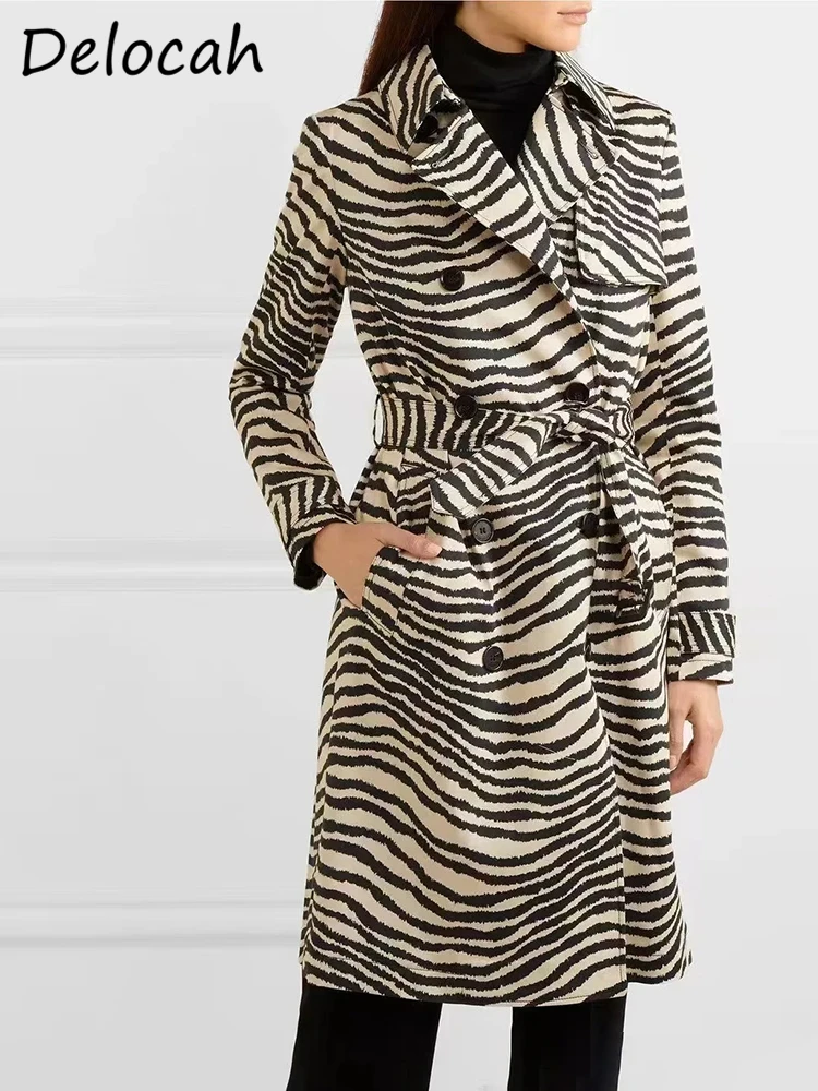 Delocah High Quality Autumn Women Fashion Runway Blends Coats Long Sleeve With Belt Striped Print Elegant Slim Coats Overcoat
Delocah High Quality Autumn Women Fashion Runway Blends Coats Long Sleeve With Belt Striped Print Elegant Slim Coats Overcoat