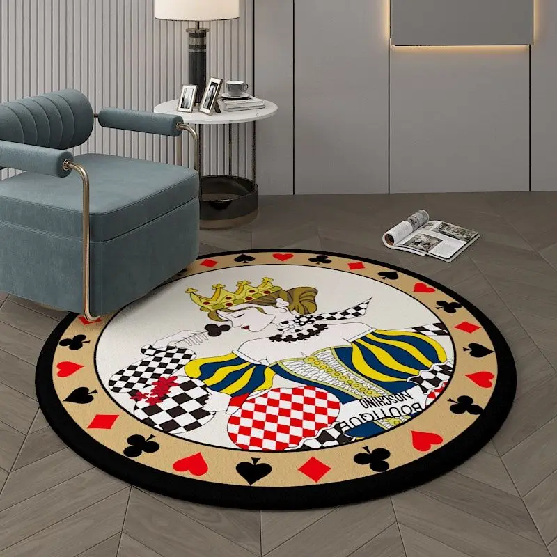 Nordic Poker Round Carpet Creative Poker Spade Heart Soft Lounge Rug Poker Queen King Circular Rug Bedroom Bedside Rug Decor
Nordic Poker Round Carpet Creative Poker Spade Heart Soft Lounge Rug Poker Queen King Circular Rug Bedroom Bedside Rug Decor
