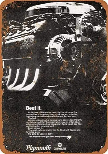 Металлический винтажный Забавный жестяной знак 1968 Plymouth Hemi Engine Beat It, 12x16 дюймов
Металлический винтажный Забавный жестяной знак 1968 Plymouth Hemi Engine Beat It, 12x16 дюймов
