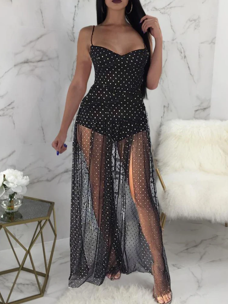 New Sexy Sling Perspective Party Long Dress New Women Vacation Beach Dress Summer Chic Polka Dot Pattern High Waist Slit Dress
New Sexy Sling Perspective Party Long Dress New Women Vacation Beach Dress Summer Chic Polka Dot Pattern High Waist Slit Dress