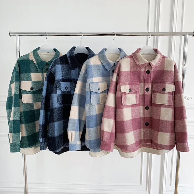 Women Long Sleeve Plaid Woolen Coat Embroidery Logo 2021 New Female Single Breasted Jacket Outwear with Pockets
Women Long Sleeve Plaid Woolen Coat Embroidery Logo 2021 New Female Single Breasted Jacket Outwear with Pockets