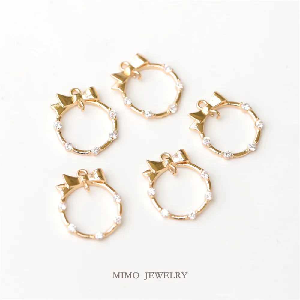 Color copper plated gold micro-inlaid zircon bow ring pendant pendant DIY manual accessories
Color copper plated gold micro-inlaid zircon bow ring pendant pendant DIY manual accessories