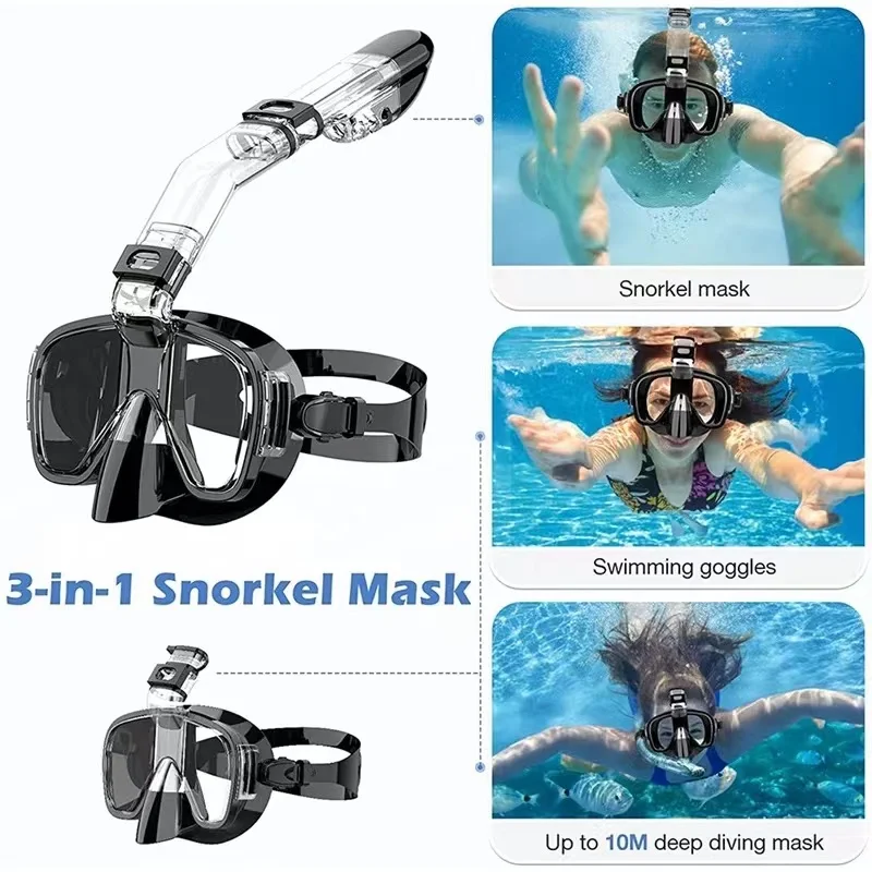Foldable Snorkel Mask Set 180 Degree Panoramic Anti-Fog Leak-Proof Snorkeling Gear with Camera Stand for Adult Men and Women
Foldable Snorkel Mask Set 180 Degree Panoramic Anti-Fog Leak-Proof Snorkeling Gear with Camera Stand for Adult Men and Women