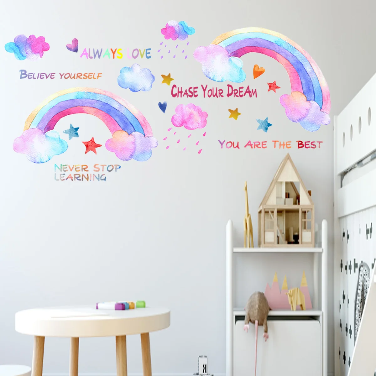Creative rainbow raindrop star self-adhesive wall sticker cartoon sticker wall decoration of children's room bedroom
Creative rainbow raindrop star self-adhesive wall sticker cartoon sticker wall decoration of children's room bedroom