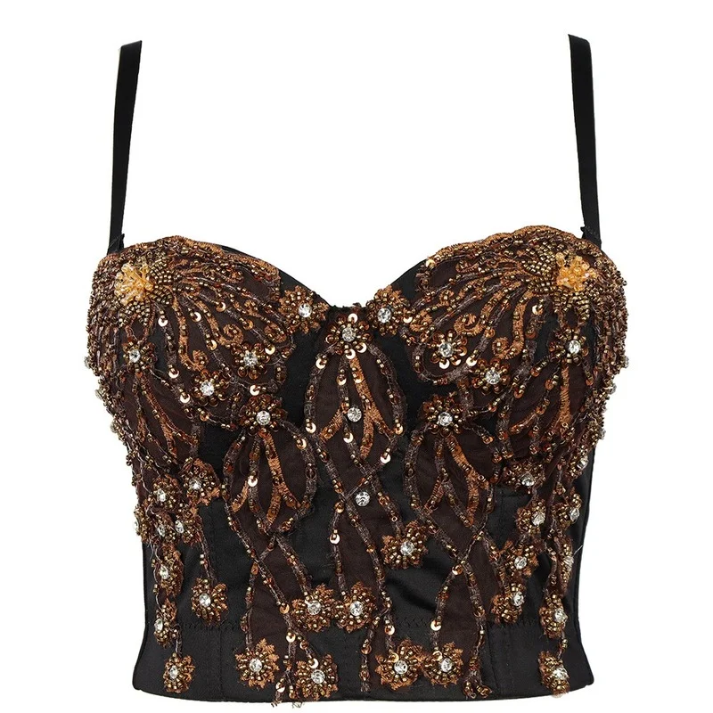 Sexy Rhinestone Bead Sequins Women Cropped Tops With Built In Bra Night club Party Short Push Up Bustier Female Cami Summer 2022
Sexy Rhinestone Bead Sequins Women Cropped Tops With Built In Bra Night club Party Short Push Up Bustier Female Cami Summer 2022