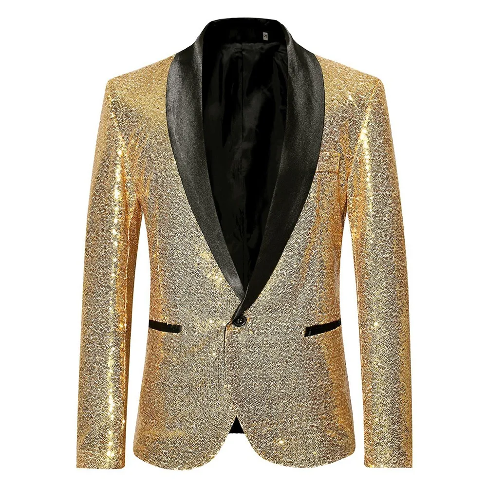 Shiny Gold Sequin Glitter Embellished Blazer Jacket Men Nightclub Prom Suit Blazer Men Costume Homme Stage Clothes For Singers
Shiny Gold Sequin Glitter Embellished Blazer Jacket Men Nightclub Prom Suit Blazer Men Costume Homme Stage Clothes For Singers