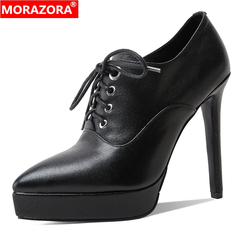 MORAZORA 2023 New Genuine Leather Shoes Woman Platform Shoes Pointed Toe Lace Up Super High Heels Party Wedding Shoes Female
MORAZORA 2023 New Genuine Leather Shoes Woman Platform Shoes Pointed Toe Lace Up Super High Heels Party Wedding Shoes Female