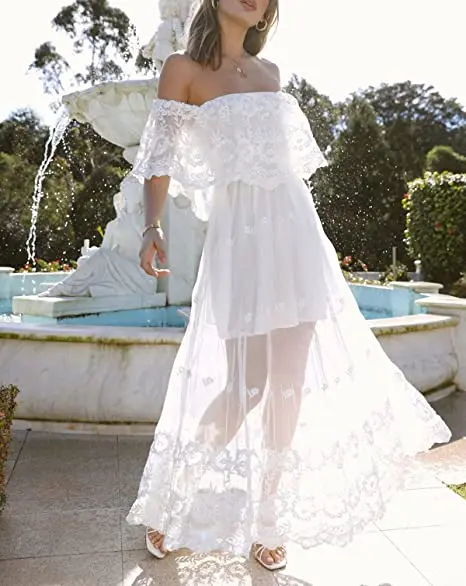 Women's Off Shoulder Floral Lace Bridesmaid Maxi Dress Long Maternity Bridal Shower Wedding Party Dresses
Women's Off Shoulder Floral Lace Bridesmaid Maxi Dress Long Maternity Bridal Shower Wedding Party Dresses