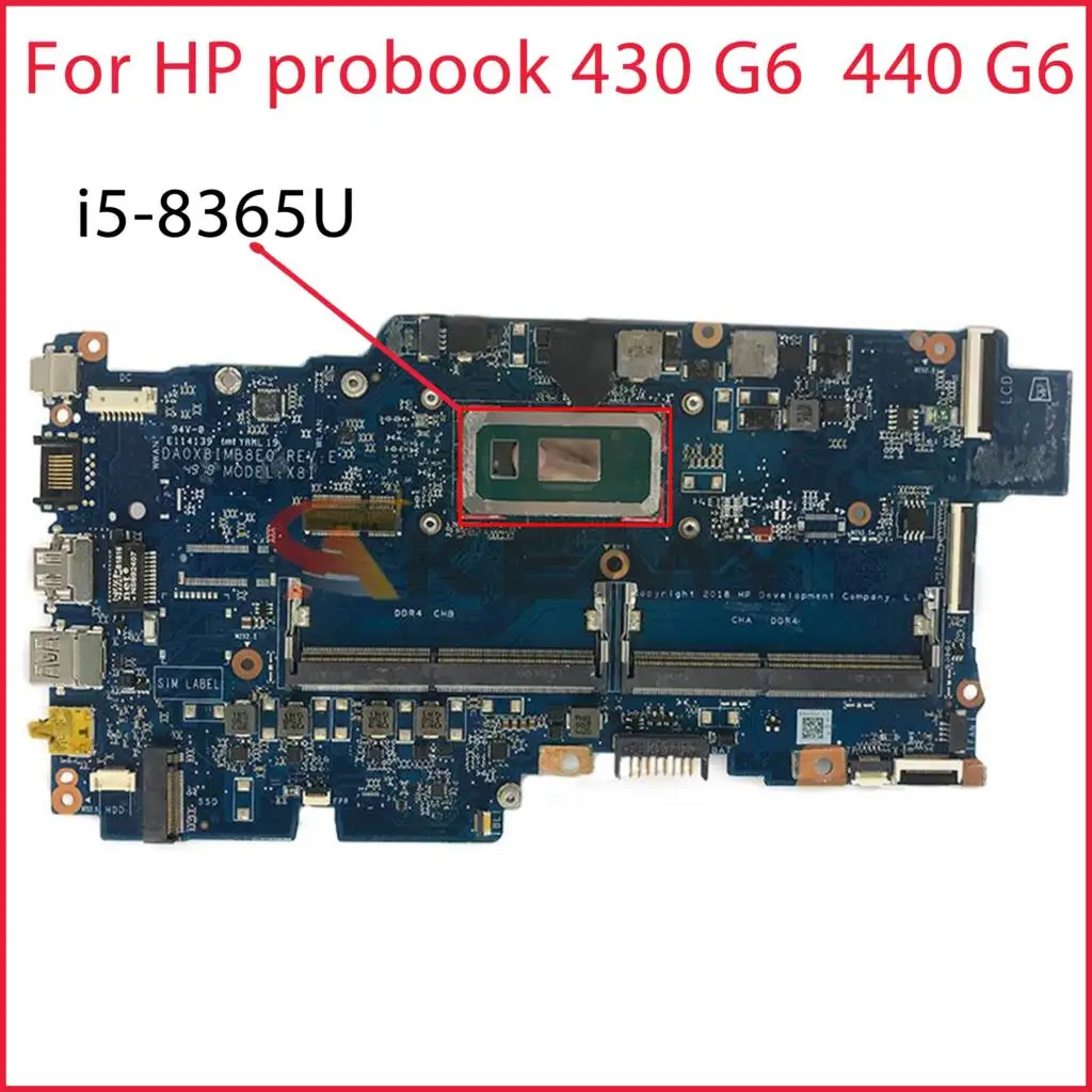 

DA0X8IMB8E0 mainboard For HP probook 430 G6 440 G6 laptop motherboard with i5-8365U CPU GM UMA