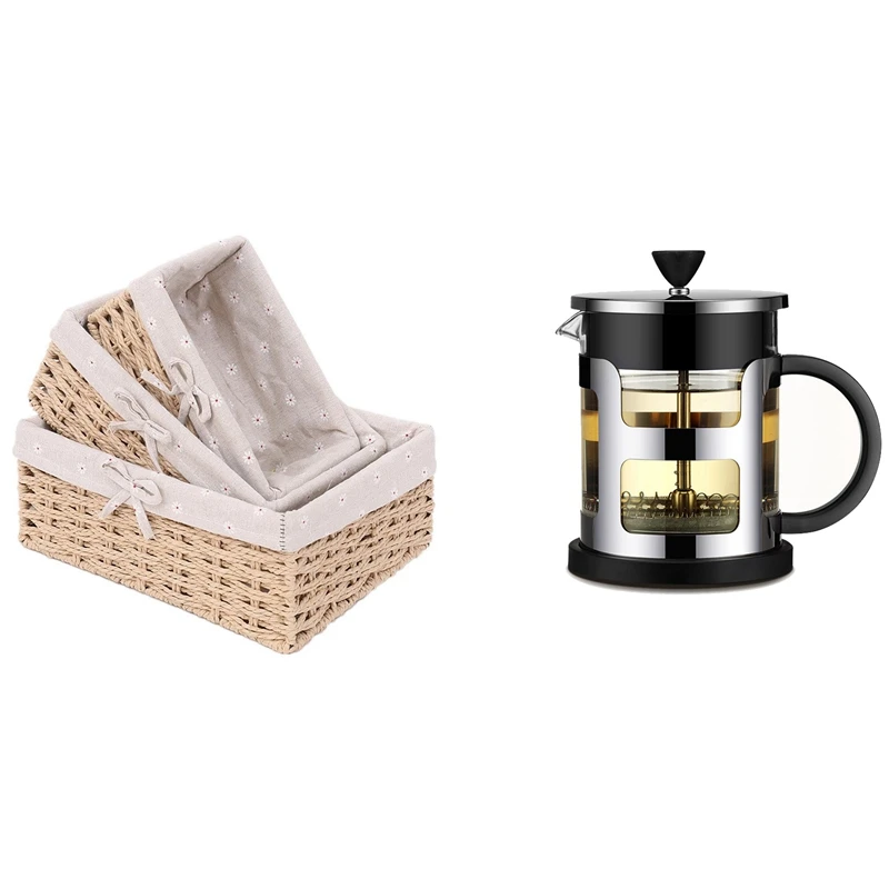 3Pcs Handmade Rattan Storage Baskets S M L & 1X 1L French Press Stainless Steel Coffee Pot Maker
3Pcs Handmade Rattan Storage Baskets S M L & 1X 1L French Press Stainless Steel Coffee Pot Maker