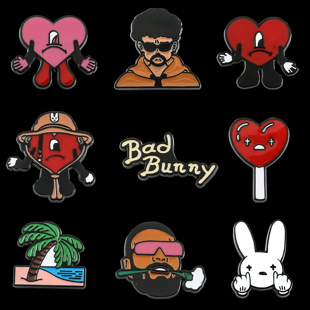 Значки для рюкзака, джинсовой куртки, аксессуаров Рэпер Bad Bunny металлическая эмалированная брошь Bad Rabbit красное сердце нагрудные булавки для...
Значки для рюкзака, джинсовой куртки, аксессуаров Рэпер Bad Bunny металлическая эмалированная брошь Bad Rabbit красное сердце нагрудные булавки для...