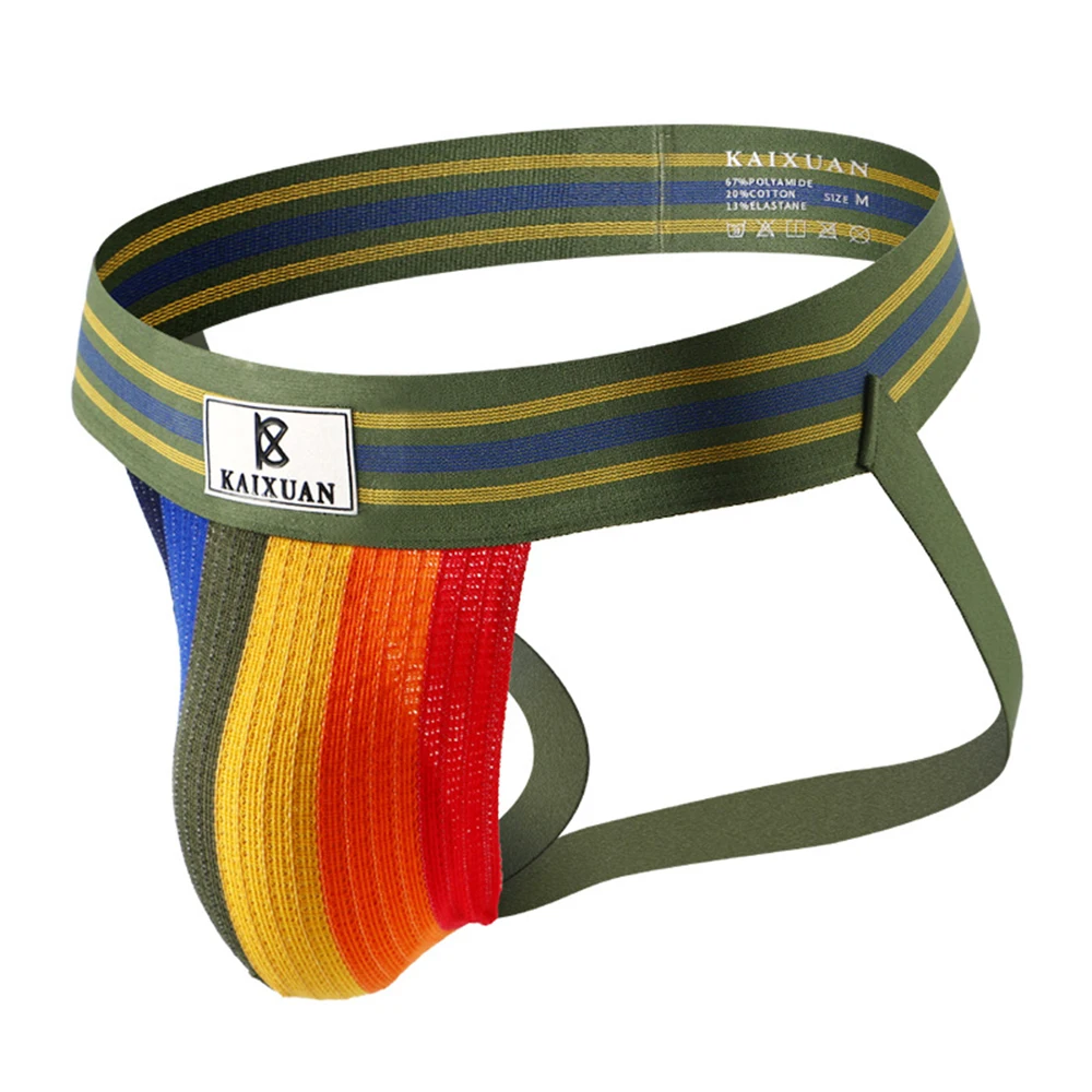 Sexy Rainbow Stripes Thong Men Jockstrap Low Rise Bikini G-String Breathable Underwear Panties Open Back Thong Pouch Underpants
Sexy Rainbow Stripes Thong Men Jockstrap Low Rise Bikini G-String Breathable Underwear Panties Open Back Thong Pouch Underpants
