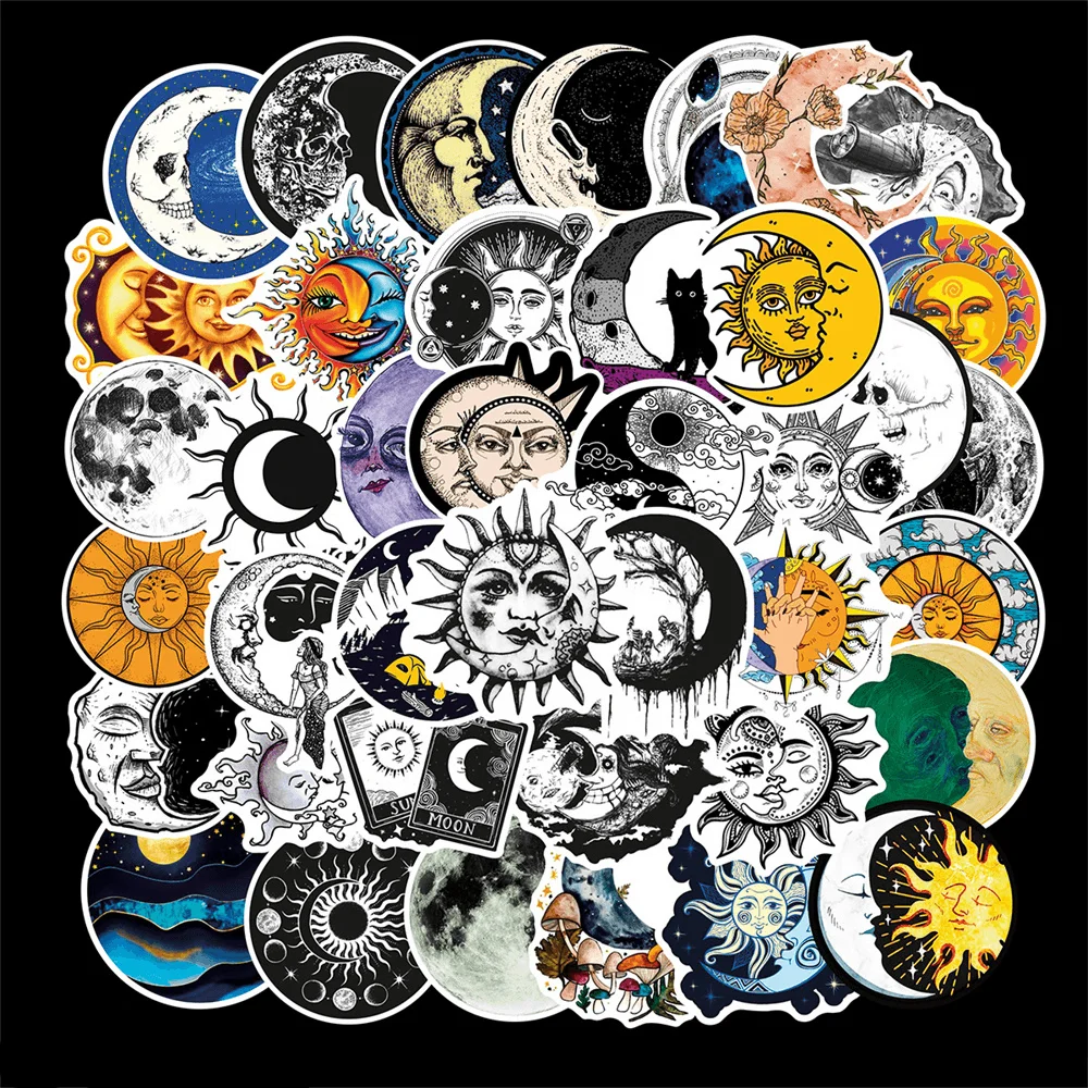 

50pcs Gothic Moon Earth Stickers Ipad Phone Scrapbook Retro Sticker Vintage Journaling Materials DIY Scrapbooking Supplies