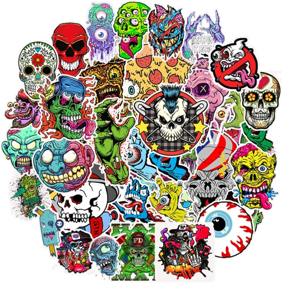 10/50PCS Halloween Horror Skull Zombie Stickers Skateboard Fridge Guitar Laptop Motorcycle Travel Cool Graffiti Decal Sticker
10/50PCS Halloween Horror Skull Zombie Stickers Skateboard Fridge Guitar Laptop Motorcycle Travel Cool Graffiti Decal Sticker