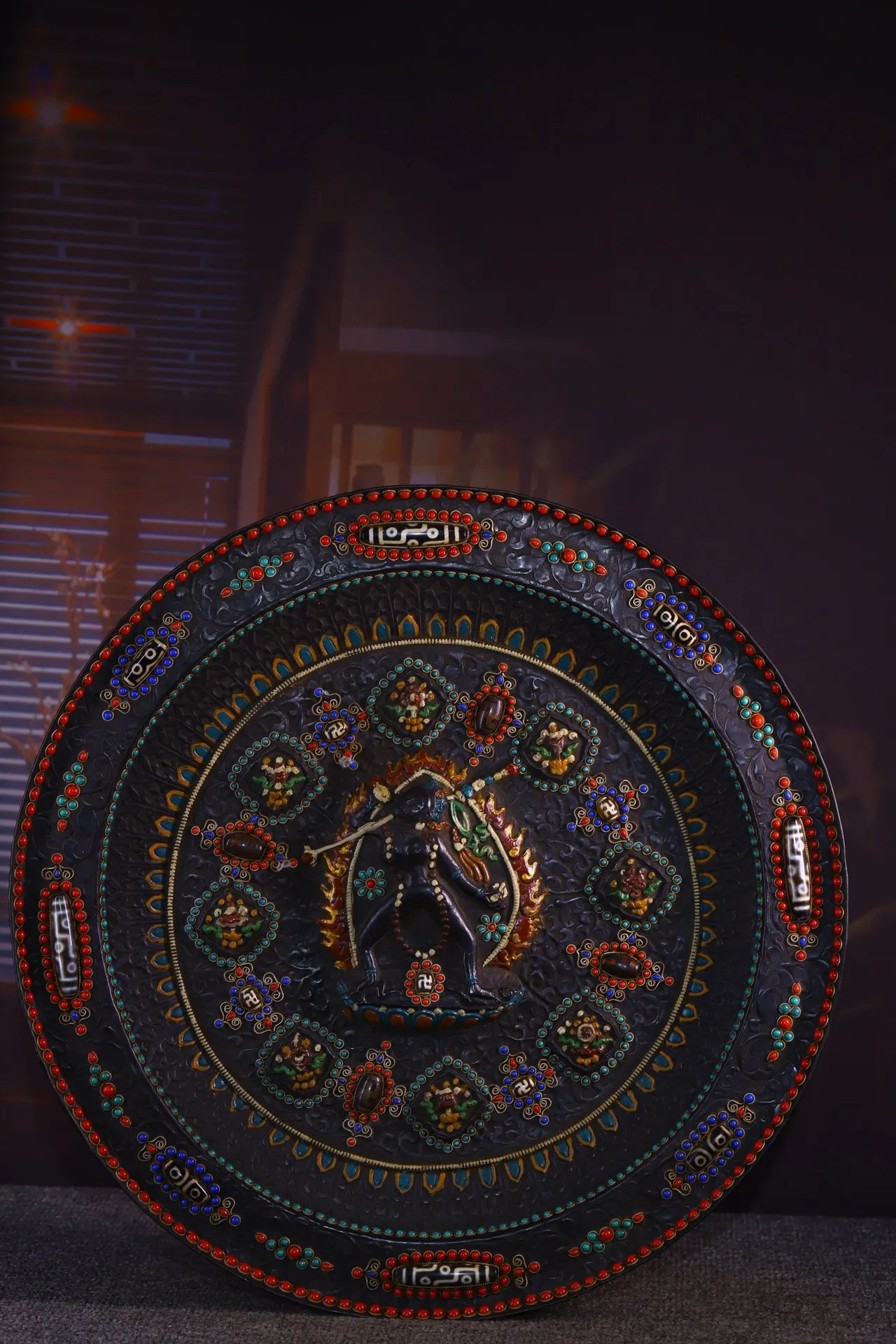 19" Tibetan Temple Collection Old purple Bronze mosaic Gem Dzi Beads Naro Khechari Buddha thangka mandala hanging screen
19" Tibetan Temple Collection Old purple Bronze mosaic Gem Dzi Beads Naro Khechari Buddha thangka mandala hanging screen