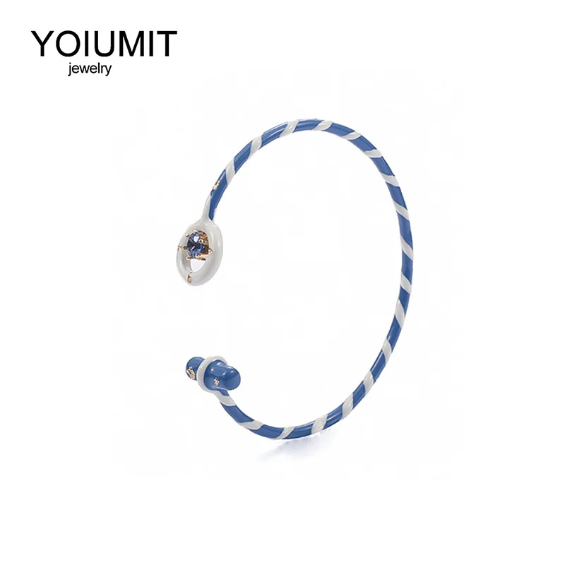 Yoiumit Retro Cuff Bracelets Style Fashion Fresh Blue and White Stripes Hand-drip Gold Foil Blue Zircon Open Bracelets for Women
Yoiumit Retro Cuff Bracelets Style Fashion Fresh Blue and White Stripes Hand-drip Gold Foil Blue Zircon Open Bracelets for Women