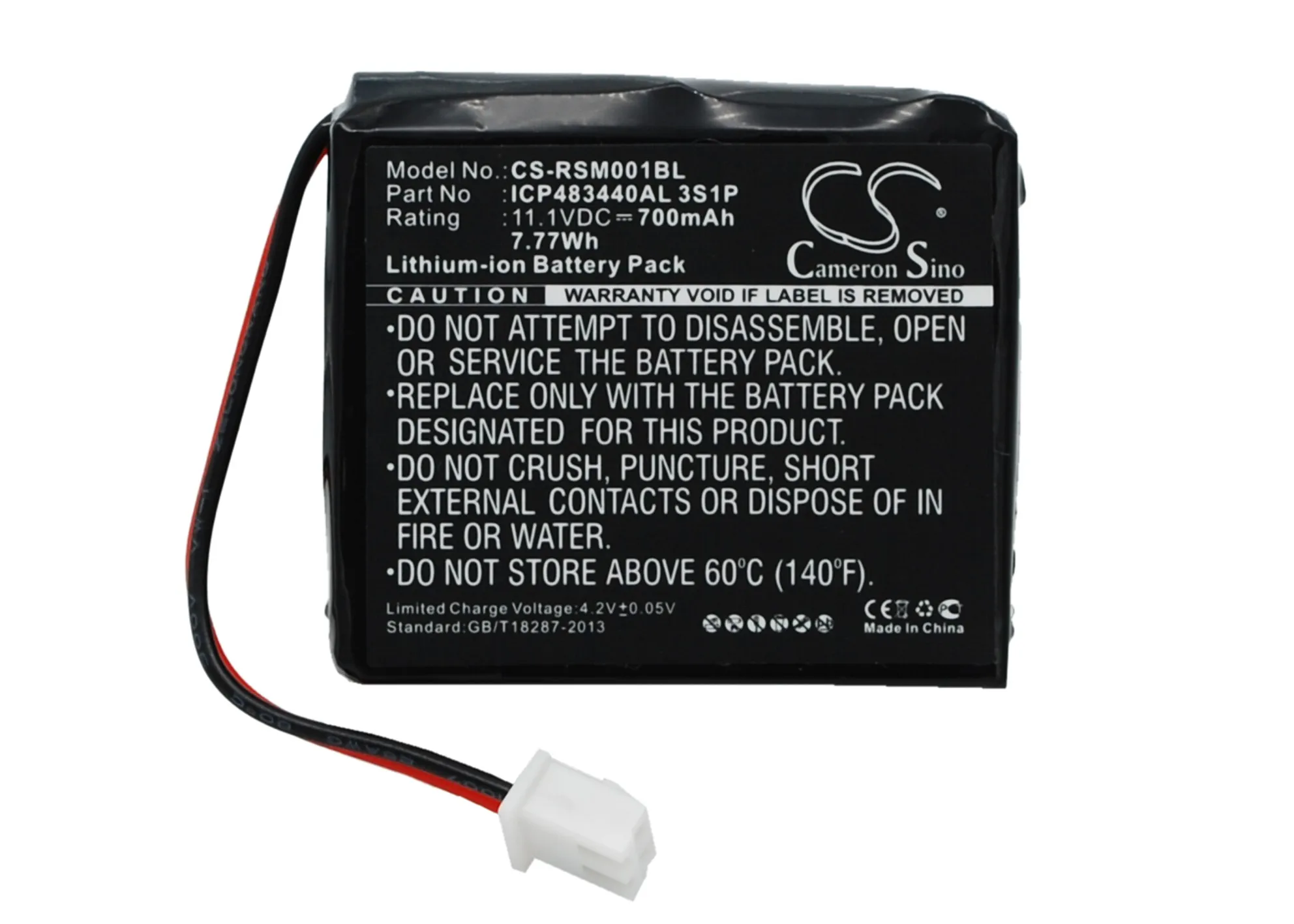 CS 700mAh / 7.77Wh battery for Ratiotec Soldi Smart, Soldi Smart Banknote Tester ICP483440AL 3S1P
CS 700mAh / 7.77Wh battery for Ratiotec Soldi Smart, Soldi Smart Banknote Tester ICP483440AL 3S1P